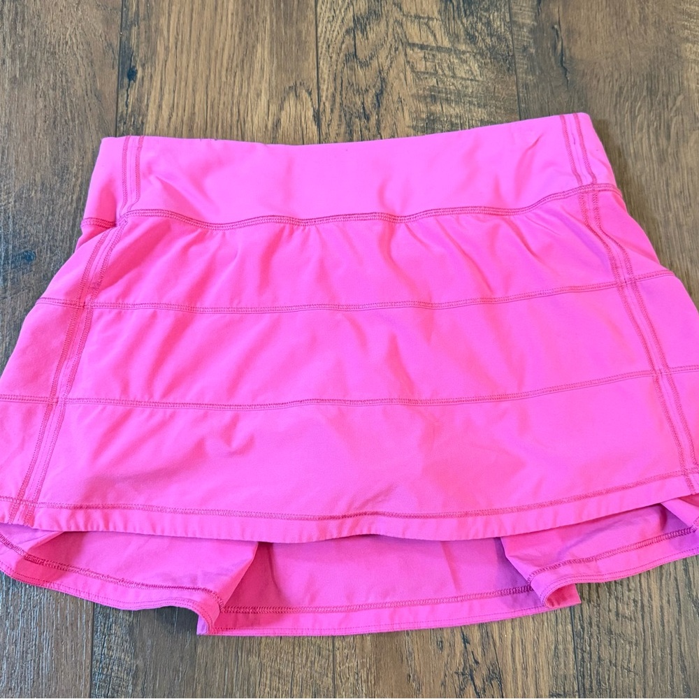 Lululemon Pace Rival Skirt – Pink, Built-In Shorts, Back Zip Pocket- Size 6